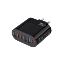 Caricabatterie Rapido 65W 6in1 con Spina EU 3x USB C e 3x USB A Adattatore di Ricarica PD e QC3.0 per Telefoni 5V 3.1A Caricabatterie da Muro 100–240V 3