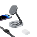 Caricabatterie wireless magnetico 2 in 1 100W stazione di ricarica pieghevole con cavo Tipo-C indicatore di ricarica base in silicone 5