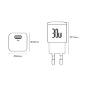 Caricatore Rapido 30W GaN USB C PD3.1 Spina EU 20V 3A Caricatore di Tipo C Ultra Rapido Ampia Tensione 110–240V Alimentazione Sicura 4