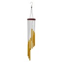 Carillón colgante dorado de 68 cm con tubos de aluminio y elementos de madera para uso interior y exterior 1