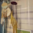 Carillón colgante dorado de 68 cm con tubos de aluminio y elementos de madera para uso interior y exterior 3
