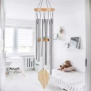 Carillon suspendu en métal 68 cm avec éléments en bois Design élégant pour le jardin, la terrasse et l'appartement Accessoire décoratif 2