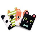 Carnets de poche fins avec des animaux 11,9 x 8,4 cm avec 20 feuilles lignées par carnet, en lot de 4 pièces avec des oreilles rondes sur le bord supérieur de la couverture 1
