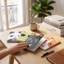Carnets de poche fins avec des animaux 11,9 x 8,4 cm avec 20 feuilles lignées par carnet, en lot de 4 pièces avec des oreilles rondes sur le bord supérieur de la couverture 3