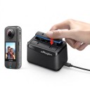 Carregador de baterias Insta360 X4 Air aMagisn Pro 2 baterias com armazenamento para 2 microSD ABS e PC Preto Acessórios para câmara 360° 2