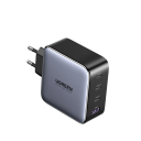 Carregador Rápido 100W 3× USB C e 1× USB A GaN com ficha EU PD com cabo USB C dual de 2 m carregador multiportas para telefone tablet portátil 5