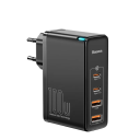 Carregador Rápido 100W 4 portas 2× USB C 2× USB A PD Carregador GaN Tipo C com cabo USB C duplo ficha EU 100V–240V carregamento de telefone 3