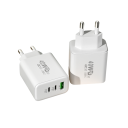 Carregador rápido 40W com 3 portas 2x USB C e USB A PD com ficha EU QC 3.0 adaptador de rede carregamento rápido de telefones tablets laptops 4
