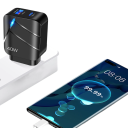 Carregador Rápido 40W com portas USB C e USB A adaptador de ficha EU carregador PD e QC 3.0 para carregamento rápido 12V/2,1A carregador de rede 100–240V 5