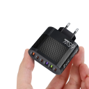 Carregador Rápido 65W 6 em 1 com ficha EU 3x USB C e 3x USB A adaptador de carregamento PD e QC3.0 para telemóveis 5V 3.1A carregador de rede 100–240V 5