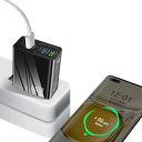 Carregador rápido 65W adaptador de viagem 3× USB A e 2× USB C portas cabeça de carregamento PD 100–240V carregamento 5 dispositivos 6