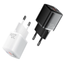 Carregador rápido adaptador 20W GaN USB C e USB A carregador de dois portos com cabo USB A para USB C PD QC 3.0 ficha EU carregamento rápido 100–240V 2