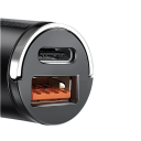 Carregador rápido mini de 30W para automóvel com USB C e USB A, slot para isqueiro, carregamento rápido, saída dupla, carregamento de dois dispositivos simultaneamente, modelos compatíveis 2