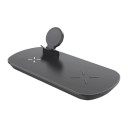 Carregador sem fios 3 em 1 para relógios Galaxy Watch, auscultadores AirPods e telefone Base com suporte para relógio Potência até 10 W Preta 1