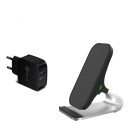 Carregador sem fios Qi 15 W com suporte para telemóveis Superfície de carregamento inclinada Base em alumínio Plástico ABS e PC 4