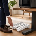 Carrello Estensibile per Case di Computer 40 x 21–33 cm con Ruote e Freno e con Fori di Ventilazione in Bianco per Posizionamento Sotto il Tavolo 5
