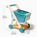 Carrinho de compras infantil 48 x 42 x 28 cm Carrinho de plástico com cesto azul ou vermelho e 26 peças de alimentos Jogo de loja com um rico 3