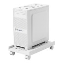 Carrinho extensível para caixa de computador 40 x 21–33 cm com rodas e travão e com aberturas de ventilação na cor branca para colocar debaixo da mesa 2
