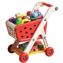 Carrito de compras infantil 48 x 42 x 28 cm Carrito de plástico con cesta azul o roja y 26 piezas de alimentos Juego de tienda con rica 1