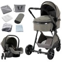 Carrozzina per bambini 3 in 1 con alta adattabilità al terreno e piegatura con una mano, cotone, combinazione di navetta e seggiolino 2