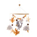 Carrusel colgante sobre la cuna 45 x 25 cm Mundo marino con ballena, conchas, corales, estrellas de mar y aro de madera para colgar 2