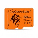 Cartão de Memória Micro SD TF SomnAmbulist Alta Velocidade 64 GB Class 10 U3 UHS-I 1,5 x 1,1 cm Resina Epóxi Laranja Para Móvel 1