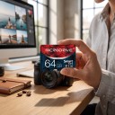 Cartão de memória Microdrive microSD 64 GB Classe 10 UHS-I U3 Vermelho e azul escuro Para telemóvel e tablet Para câmara e máquina fotográfica 4