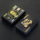 Cartas de jogar plásticas pretas 55 unidades com motivo de nota e brilho metálico à prova de água e resistentes 6 x 9 cm para poker, buracos 5