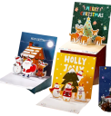 Carte de vœux 3D de Noël et du Nouvel An en papier Carte de vœux pliable en 3D avec différents motifs Carte décorative de fête élégante fabriquée 3