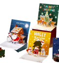 Carte de vœux 3D de Noël et du Nouvel An en papier Carte de vœux pop-up faite à la main avec différents motifs Carte décorative de fête élégante 2