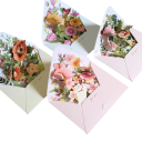 Carte de vœux 3D romantique avec enveloppe et carte postale Carte pop-up Fleurs colorées Carte cadeau créative Anniversaires Noël Anniversaires Mariage 5