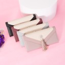 Carteira de senhora com franjas e ornamento redondo Design bicolor em forma de envelope com parte cremosa de pele PU 18,8 x 9 x 3 cm 5