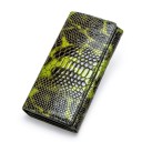 Carteira de senhora com padrão de cobra brilhante Relevo de escamas Fecho com aba Couro genuíno e poliéster Acessório elegante para a bolsa 4