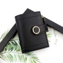 Carteira de senhora em pele com roda 12x9,5x2 cm elegante e prática com 6 compartimentos para cartões, compartimento transparente, bolsa 1