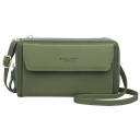 Carteira de senhora transversal Dois compartimentos com fecho Bolso frontal com aba Alça de 62 cm com fivela PU couro e poliéster 20 x 1