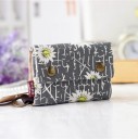 Carteira de tecido para senhora com aba com dois fechos de pressão Bolso interior com fecho e divisórias Anel para chaves Algodão 13 x 11 x 2 cm 2