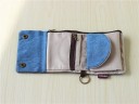 Carteira de tecido para senhora com aba com dois fechos de pressão Bolso interior com fecho e divisórias Anel para chaves Algodão 13 x 11 x 2 cm 8