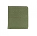 Carteira dobrável pequena para senhora em pele genuína 10,8 x 9,8 x 0,6 cm Janela transparente para documentos Bolsos para cartões 1