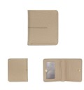 Carteira dobrável pequena para senhora em pele genuína 10,8 x 9,8 x 0,6 cm Janela transparente para documentos Bolsos para cartões 9