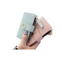 Carteira feminina dobrável 9 x 12,5 x 2 cm Fecho com fivela Bolsa com fecho de correr Couro sintético de qualidade Design prático 3