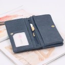 Carteira feminina elegante em pele sintética premium 18,5x3x9,5 cm, mais de 12 compartimentos, bolsos para moedas, alça removível, janela 10