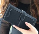 Carteira longa feminina 18 x 9 x 3 cm Pele sintética com aparência de camurça Fecho com botão Bolsos para cartões e notas Porta-moedas 2
