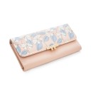 Carteira longa feminina com aba e estampado floral Fivela decorativa dourada Couro sintético com poliéster Dimensões 19 x 9,5 x 3 cm 6