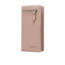 Carteira longa feminina com fecho de zip em pele sintética PU Bolso frontal com fecho de zip Compartimento interior com fecho 4