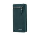 Carteira longa feminina com fecho de zip em pele sintética PU Bolso frontal com fecho de zip Compartimento interior com fecho 6