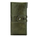 Carteira longa feminina em pele genuína 19,2 x 10 x 2 cm Fecho com botão de pressão Bolsos com fecho Compartimentos para cartões 4