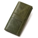 Carteira longa feminina em pele genuína com aba 18 x 9,2 x 3,5 cm Superfície brilhante com textura enrugada Listas acolchoadas Estilo 3
