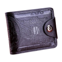 Carteira masculina com fecho 11,5 x 9 cm em pele PU Cores neutras Compartimentos para cartões Elegante carteira compacta para homens Carteira prática para homens 7