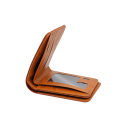 Carteira masculina com fecho 11,5 x 9 cm em pele PU Cores neutras Compartimentos para cartões Elegante carteira compacta para homens Carteira prática para homens 4