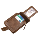 Carteira masculina com fecho de correr 12 x 9,5 cm em pele PU Cores neutras Compartimentos para cartões com fecho de pressão Bolso para moedas Carteira elegante e prática para homens 3